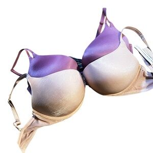 Victoria's Secret Plum and Cream Bra with Underwire Support Add two cup sizes!!